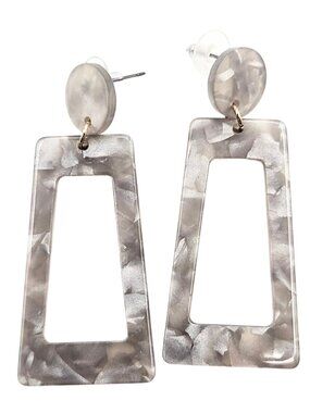 Whilowe Designs Marbled Smoky Colored Acetate Rectangle Outline Drop Earrings